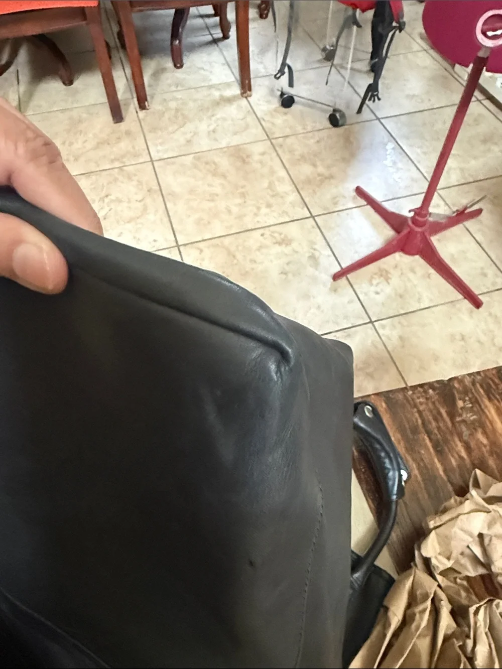 Vintage black leather travel duffle bag- soft leather